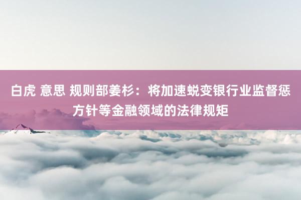 白虎 意思 规则部姜杉：将加速蜕变银行业监督惩方针等金融领域的法律规矩