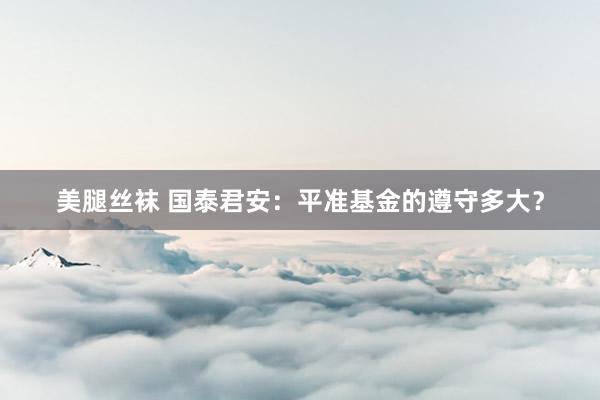 美腿丝袜 国泰君安：平准基金的遵守多大？