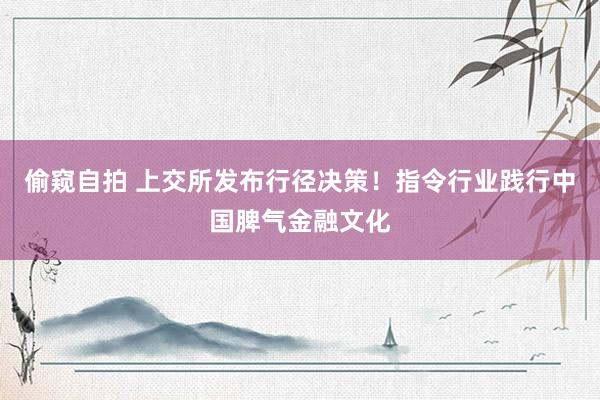 偷窥自拍 上交所发布行径决策！指令行业践行中国脾气金融文化