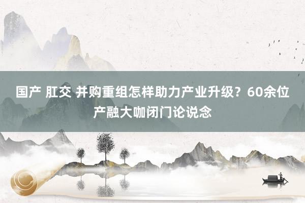 国产 肛交 并购重组怎样助力产业升级？60余位产融大咖闭门论说念